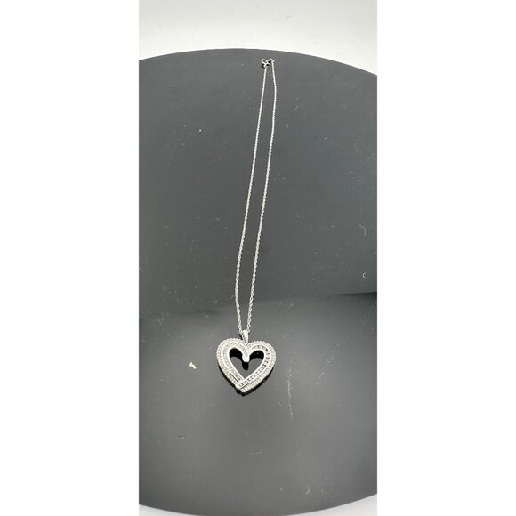 Beautiful 1/2 Carat Natural Diamond Heart Pendant Necklace with .925 Sterling Ch - Picture 11 of 12